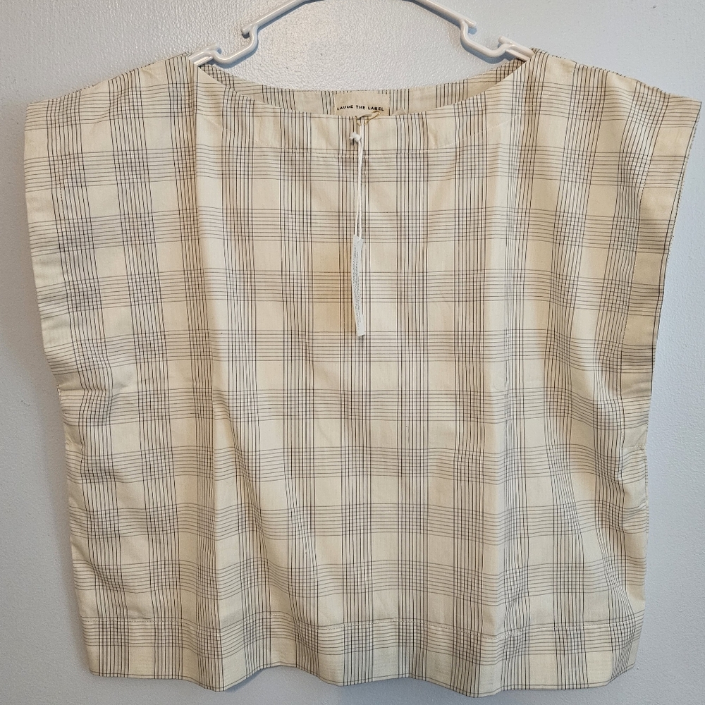 Plaid Cream and Gray Crop Top